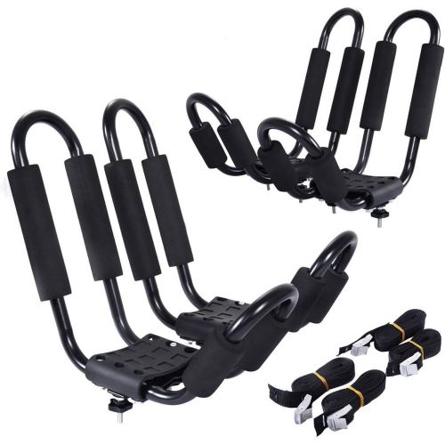  Goplus Kayak Carrier Universal 2 Pair J- Shape Rack Canoe Boat Surf Ski Roof Top Mounted on Car SUV Truck Van