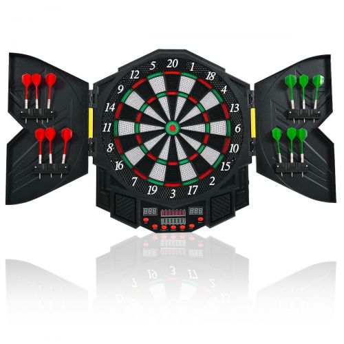  Goplus Professional Electronic Dart Board Cabinet Set Dartboard Game Room LED Display w 12 Darts