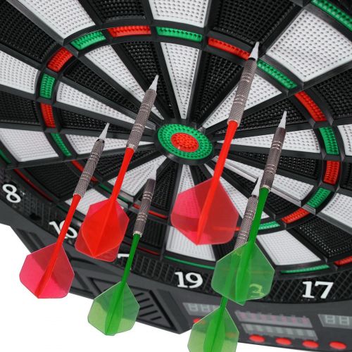  Goplus Professional Electronic Dart Board Cabinet Set Dartboard Game Room LED Display w 12 Darts