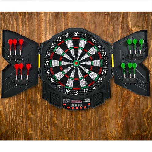  Goplus Professional Electronic Dart Board Cabinet Set Dartboard Game Room LED Display w 12 Darts