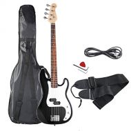 Goplus Electric Bass Guitar Full Size 4 String with Strap Guitar Bag Amp Cord (Black Bass 4 Straps)