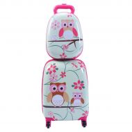 Goplus Kids Suitcase Backpack Luggage Set 2 pcs 12 16 Green ABS Perfect for Traveling.