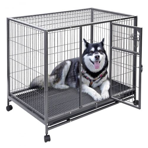  Goplus 44L x 29W Metal Wire Pet Crate Dog Cat Cage Suitcase Exercise Playpen