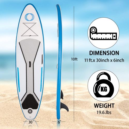  Goplus MOTION 10 Ft Youth and Adult Inflatable Stand Up Paddle Boards SUP Boards, Bottom Fin for Paddling, Surf Control, Non-Slip Deck