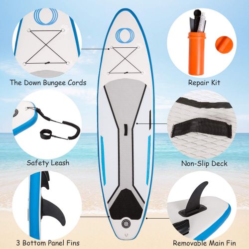  Goplus MOTION 10 Ft Youth and Adult Inflatable Stand Up Paddle Boards SUP Boards, Bottom Fin for Paddling, Surf Control, Non-Slip Deck