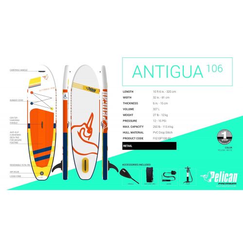  Goplus Antigua 106 Premium Inflatable 10.6 feet Stand-Up Paddle Board - SUP Accessories, Leash, Paddle, Hand Pump & Carry Bag