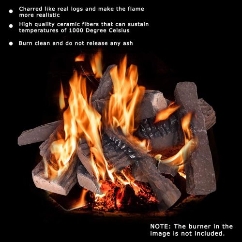  Goplus Ceramic Wood Gas Fireplace Log Set for Ventless, Propane, Gas, Gas Inserts, Vent-Free, Gel, Ethanol, Electric, Indoor, Outdoor Fireplaces and Fire Pits (10 PCS)