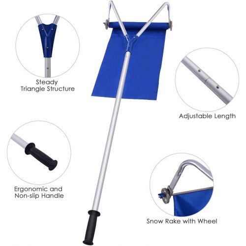  Goplus Roof Snow Rake Removal Tool 20 ft with Adjustable Telescoping Handle