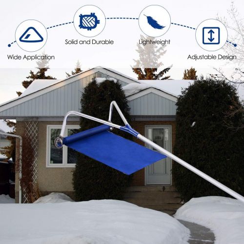  Goplus Roof Snow Rake Removal Tool 20 ft with Adjustable Telescoping Handle