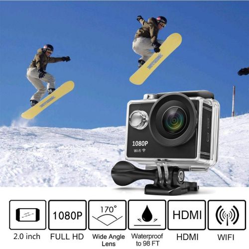  GordVE Action Camera WiFi Sports Underwater Cam Ultra HD Waterproof DV Camcorder 1080P 14MP 170 Degree Wide Angle and Mounting Accessories Kit