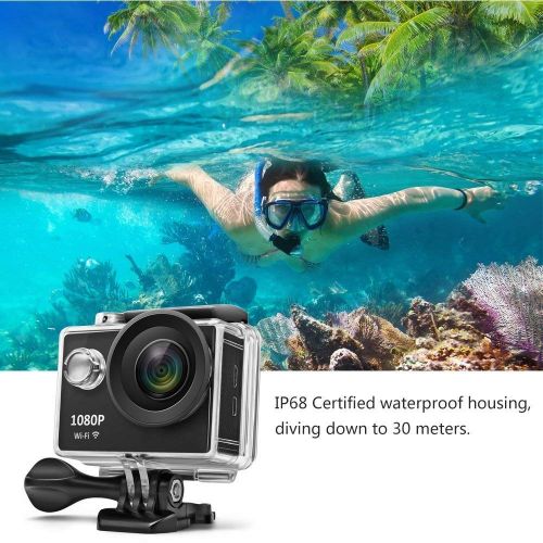  GordVE Action Camera WiFi Sports Underwater Cam Ultra HD Waterproof DV Camcorder 1080P 14MP 170 Degree Wide Angle and Mounting Accessories Kit