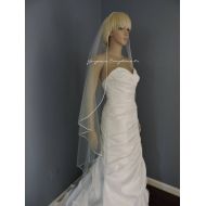 GorgeousComplements2 Wedding Veil Cascade Satin Rattail Cord Edge, Bridal Veil C90RE