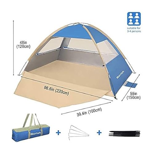  Gorich Beach Tent, Beach Shade Tent for 3/4-5/6-7/8-10 Person with UPF 50+ UV Protection, Portable Beach Tent Sun Shelter Canopy, Lightweight & Easy Setup Cabana Beach Tent