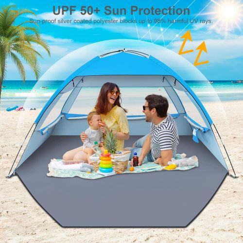  Gorich [2019 New Beach Tent, UV Sun Shelter Lightweight Beach Sun Shade Canopy Cabana Beach Tents Fit 3-4 Person