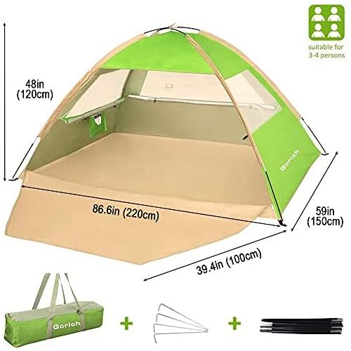  Gorich Beach Tent, Beach Shade Tent for 3/4-5/6-7 Person with UPF 50+ UV Protection, Portable Beach Tent Sun Shelter Canopy, Lightweight & Easy Setup Cabana Beach Tent