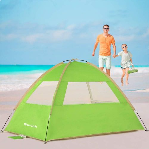  Gorich Beach Tent, Beach Shade Tent for 3/4-5/6-7 Person with UPF 50+ UV Protection, Portable Beach Tent Sun Shelter Canopy, Lightweight & Easy Setup Cabana Beach Tent