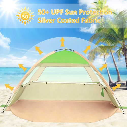  Gorich Beach Tent, Beach Shade Tent for 3/4-5/6-7 Person with UPF 50+ UV Protection, Portable Beach Tent Sun Shelter Canopy, Lightweight & Easy Setup Cabana Beach Tent