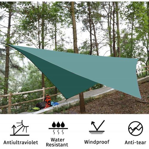  Gorich 10 X 10 Waterproof Camping Hammock Rain Fly Hammock Camping Tarp, Camping Gear and Accessories, Perfect Hammock Tent Rain Cover, Including Stakes, Ropes and Tensioners, Rips