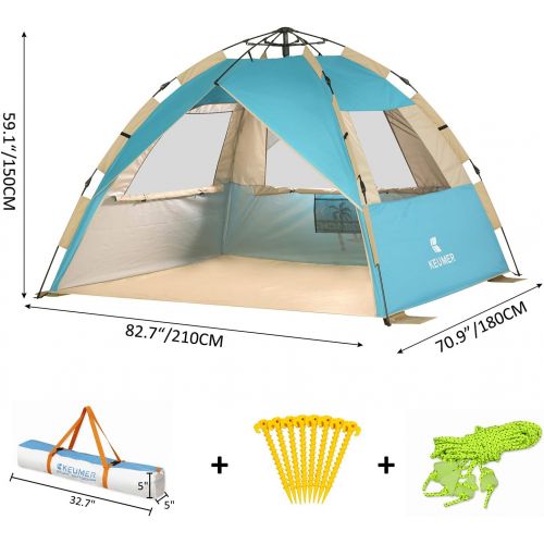  Gorich Easy Set Up Beach Tent with SPF UV 50+ Protection, Beach Sun Shelter Canopy Cabana for Family Trip, Protable 4 Person POP Up Beach Umbrella Beach Shade for Camping Sprots Fi