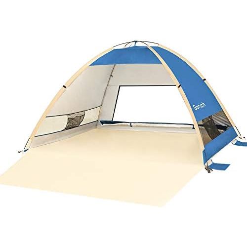  Gorich Large Pop Up Beach Tent Beach Umbrella Automatic Sun Shelter Cabana Easy Set Up Light Weight Camping Fishing Tents 4 Person Anti-UV Portable Sunshade for Family Adults