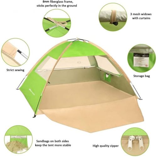  Gorich Beach Tent, UV Sun Shelter Lightweight Beach Sun Shade Canopy, Cabana Beach Tents for 3-4/4-5 Person