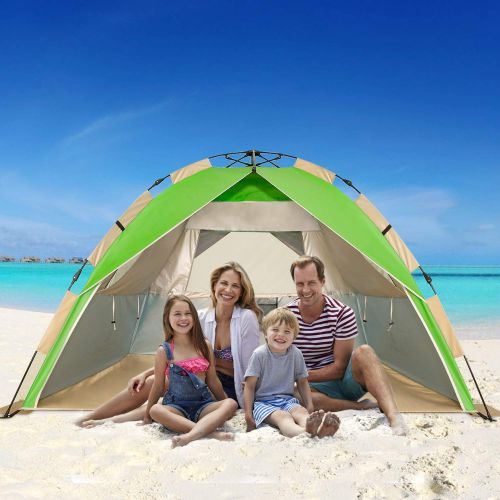  Gorich 2019 Upgraded Easy Set Up Beach Tent with SPF UV 50+ Protection, Beach Sun Shelter Canopy Cabana for Family Trip, Protable 4 Person POP UP Beach Umbrella Beach Shade for Cam