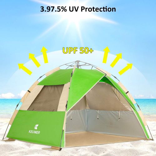  Gorich 2019 Upgraded Easy Set Up Beach Tent with SPF UV 50+ Protection, Beach Sun Shelter Canopy Cabana for Family Trip, Protable 4 Person POP UP Beach Umbrella Beach Shade for Cam