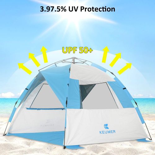  Gorich 2019 Upgraded Easy Set Up Beach Tent with SPF UV 50+ Protection, Beach Sun Shelter Canopy Cabana for Family Trip, Protable 4 Person POP UP Beach Umbrella Beach Shade for Cam