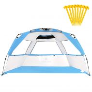 Gorich Easy Set Up Beach Tent with SPF UV 50+ Protection, Beach Sun Shelter Canopy Cabana for Family Trip, Portable 4 Person POP UP Beach Umbrella Beach Shade for Camping Sports Fi