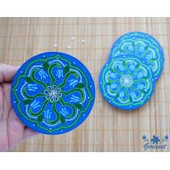 Goricvet Wooden coasters Hand painted Kitchen decor Spring flower Drink coasters New home gift for women Mother day gift for mom Kitchen tea coasters