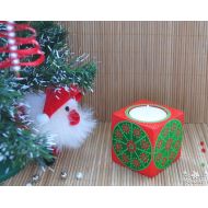 /Goricvet Christmas candle holder Wood candlestick Christmas home decor hand painted Christmas gift for girlfriend Wooden table decor Gift for friends