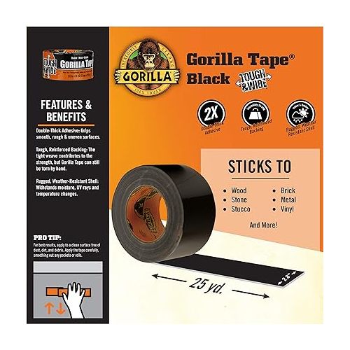  Gorilla Tough & Wide Duct Tape, 2.88