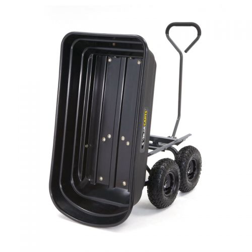  Gorilla Carts GOR4PS Poly Garden Dump Cart with Steel Frame and 10 Pneumatic Tires, 600 lb Capacity, Black