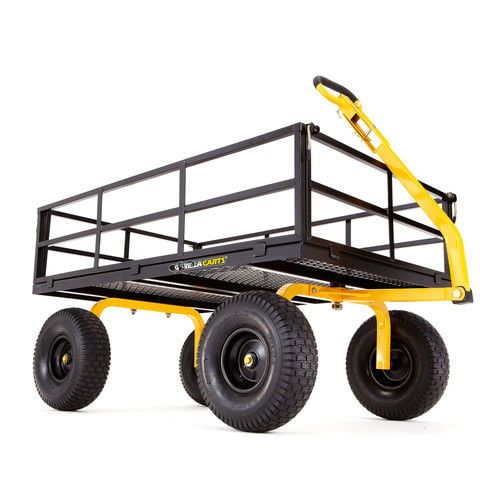  Gorilla Carts GOR1400-COM Heavy-Duty Steel Utility Cart with Removable Sides and 15 Tires, 1400 lb Capacity, Black