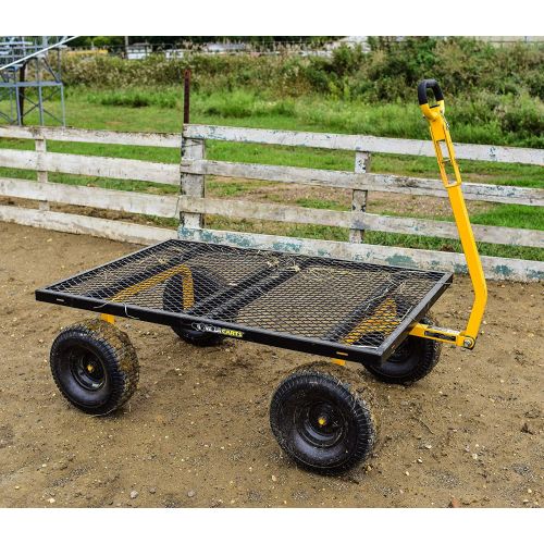  Gorilla Carts GOR1400-COM Heavy-Duty Steel Utility Cart with Removable Sides and 15 Tires, 1400 lb Capacity, Black