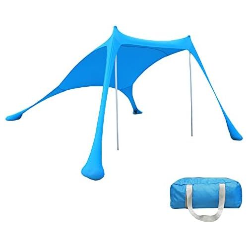  Gorilla Gadgets Beach Tent Canopy Sun Shade UPF50+, Easy Pop Up Anti Wind Sun Shelter with Stability Poles/Carry Bag/Ground Pegs/Sand Shovel, Portable Sunshade for Beach Camping