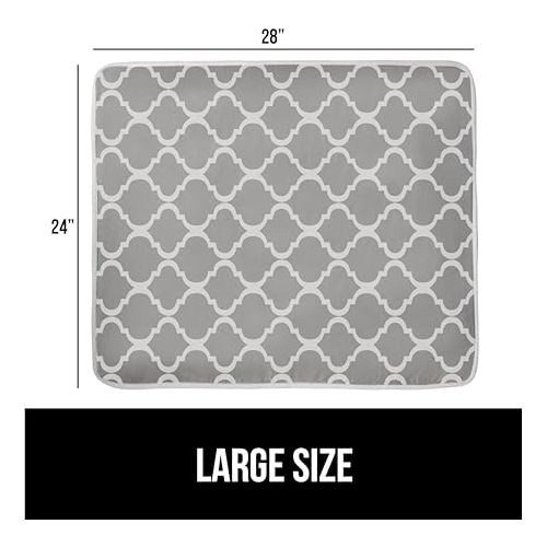  Gorilla Grip Ironing Mat, Portable Ironing Pad, Magnetic Ironing Blanket for Top of Washer, Dryer, Table Top, Countertop, Silicone Coating and Scorch Resistant, Travel Size 28x24 Quatrefoil Gray White