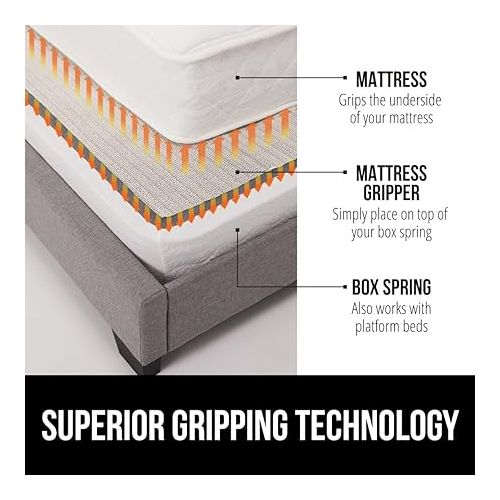  Gorilla Grip Original Mattress Slide Stopper and Gripper, Full, Keep Bed and Topper Pad from Sliding for Sofa, Beds, Chair Cushion, Mattresses, Easy Trim, Slip Resistant, Grips Helps Stop Slipping