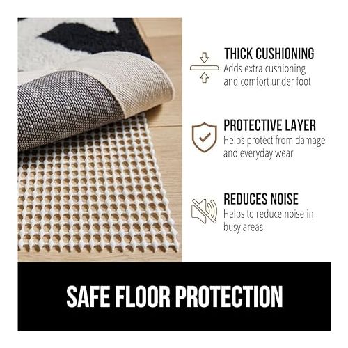  Gorilla Grip Extra Strong Rug Pad Gripper, Grips Keep Area Rugs Safe and in Place, Thick, Slip and Skid Resistant Pads for Hard Floors Under Carpet Mat Cushion and Hardwood Floor Protection 2x8 FT