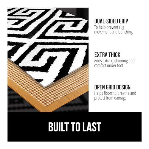  Gorilla Grip Extra Strong Rug Pad Gripper, Grips Keep Area Rugs Safe and in Place, Thick, Slip and Skid Resistant Pads for Hard Floors Under Carpet Mat Cushion and Hardwood Floor Protection 2x8 FT