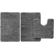 Gorilla Grip Bath Rug and Area Rug Set, Bath Rug Size 24x17, Absorbent Chenille, Contour Set Includes 30x20 Bath Rug and Toilet Mat, Microfiber Quick Dry, Both in Gray, 2 Item Bundle