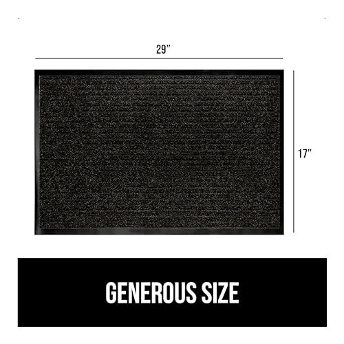  Gorilla Grip Waterproof Heavy Duty Traffic Guard Doormat, Stain and Fade Resistant, Durable Rubber, Low Profile Door Mat, Shoe Scraper, Welcome Mats for Entry, 29x17, Jet Black