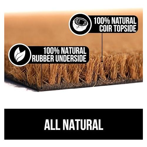  Gorilla Grip Natural Coco Coir Door Mat, 30x18, Thick Durable Doormat for Indoor Outdoor Entrance, Traps Dirt and Moisture from Muddy Shoes, Easy Clean, Spring Front Porch Entry Mats, Home Sweet Home