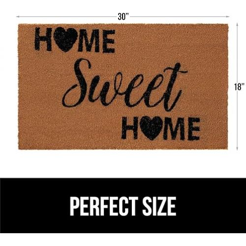  Gorilla Grip Natural Coco Coir Door Mat, 30x18, Thick Durable Doormat for Indoor Outdoor Entrance, Traps Dirt and Moisture from Muddy Shoes, Easy Clean, Spring Front Porch Entry Mats, Home Sweet Home