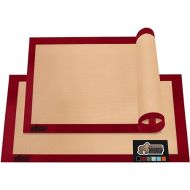 Gorilla Grip Non Stick Silicone Baking Mat Sheet, 2 Pack, Reusable Cookie Sheets Liner, Heat Resistant, No Oil Greasing Needed, Kitchen Oven Essentials, Food Grade and BPA Free, 2/3 Sheet, Red