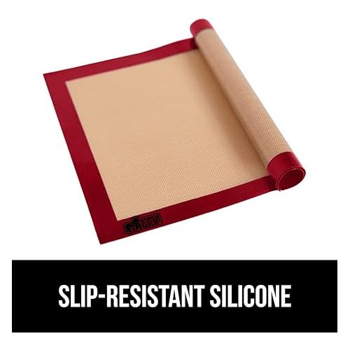  Gorilla Grip Non Stick Silicone Baking Mat Sheet, 2 Pack, Reusable Cookie Sheets Liner, Heat Resistant, No Oil Greasing Needed, Kitchen Oven Essentials, Food Grade and BPA Free, 2/3 Sheet, Red