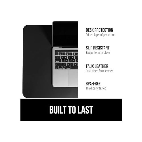  Gorilla Grip Desk Mat, Non Slip and Heat Resistant Mouse Pad, Soft PU Leather Pads, Dual Sided Blotter, Desktop Protector Covers for Home Office Keyboard Laptop Computer and Writing, 23.6x13.7, Black