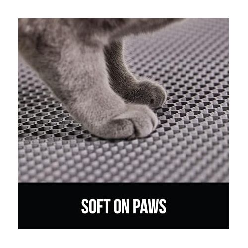  Gorilla Grip Honeycomb Cat Mat, Traps Litter, Two Layer Trapping Kitty Mats, Less Waste, Soft On Paws, Indoor Box Supplies and Essentials, Feeding Trap, Water Resistant on Floors, 30x24 Gray