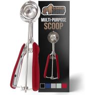 Gorilla Grip Stainless Steel Multipurpose BPA-Free Spring Scoop, 2 TBSP, Melon Ballers, Cookie Dough Scoops, Perfect Portion Sizes, Easy Squeeze and Clean Release, Scooper Size 30, Red