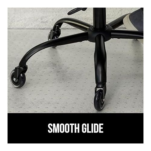  Gorilla Grip Office Chair Mat for Carpet Floor, Slip Resistant Heavy Duty Under Desk Protector Carpeted Floors, No Divot Plastic Rolling Computer Mats, Smooth Glide Semi Transparent Design 48x36 Clear